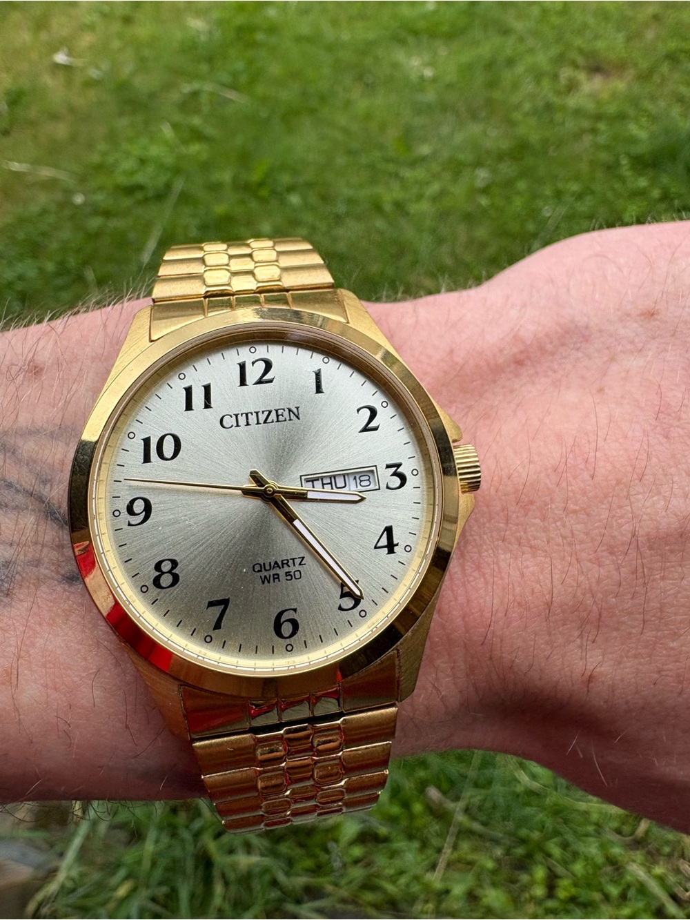 Citizen Gold-Tone Watch with Silver Dial Mens Expansion Band 40 mm